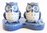 Owl  - 3 piece Ceramic Salt & Pepper Shakers - Blue & White