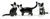 Miniature Hand Painted Set/3 Blk & White Cats (Tiny)