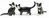 Miniature Hand Painted Set/3 Blk & White Cats (Tiny)