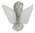 Glass Owl Wings Extended Figurine White, Speckled 15cm H