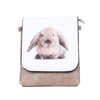 Brown Rabbit Bunny Slim Cross body Flap Bag -Beige/White